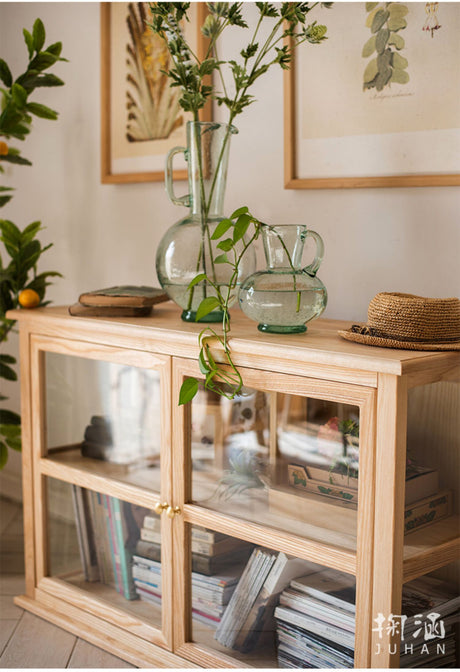 JUHAN Kaelani Rustic Solid Wood TV Cabinet with Glass Doors from JUHAN