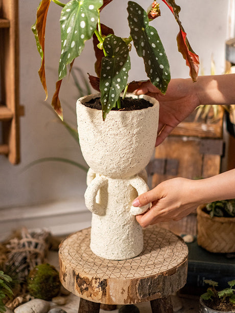 JUHAN Kaori Vintage Floral Tall Foot Pottery Planter from JUHAN