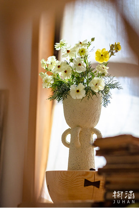 JUHAN Kaori Vintage Floral Tall Foot Pottery Planter from JUHAN