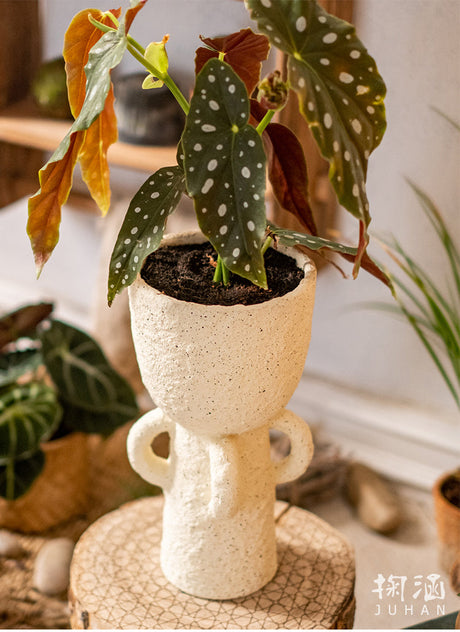 JUHAN Kaori Vintage Floral Tall Foot Pottery Planter from JUHAN