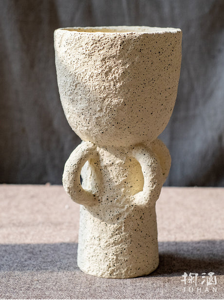 JUHAN Kaori Vintage Floral Tall Foot Pottery Planter from JUHAN