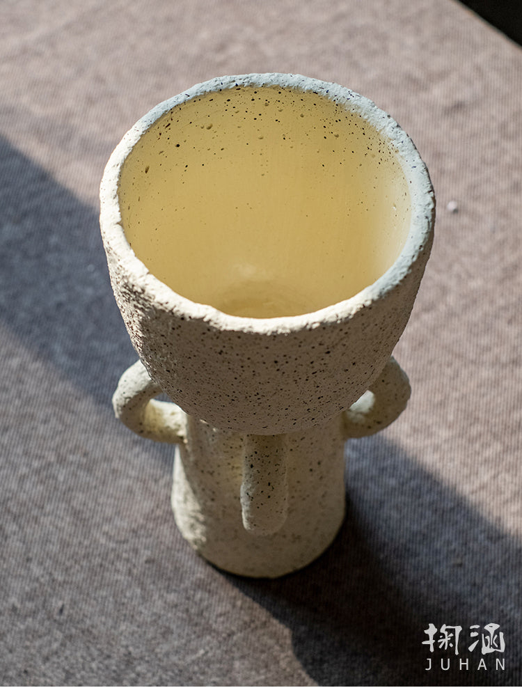 JUHAN Kaori Vintage Floral Tall Foot Pottery Planter from JUHAN