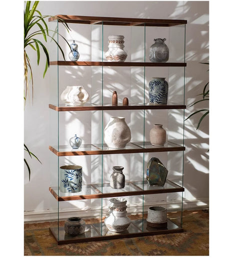 JUHAN Kazuki Elegant Solid Wood Glass Cabinet Display Teaset Shelf from JUHAN