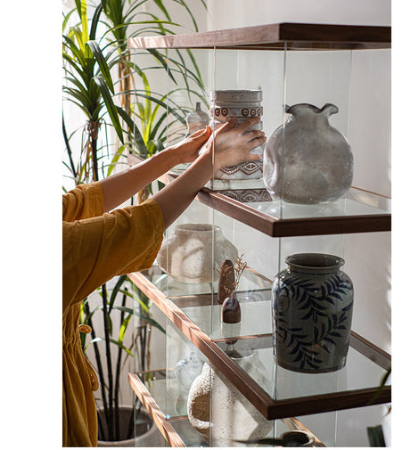 JUHAN Kazuki Elegant Solid Wood Glass Cabinet Display Teaset Shelf from JUHAN