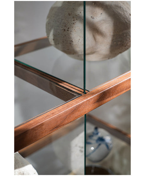 JUHAN Kazuki Elegant Solid Wood Glass Cabinet Display Teaset Shelf from JUHAN