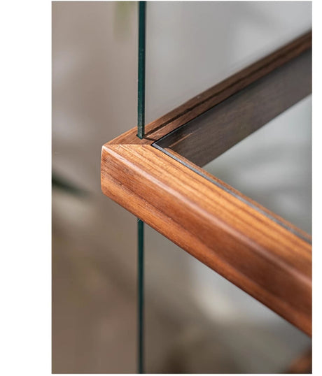 JUHAN Kazuki Elegant Solid Wood Glass Cabinet Display Teaset Shelf from JUHAN