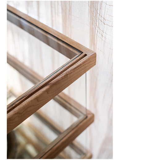 JUHAN Kazuki Elegant Solid Wood Glass Cabinet Display Teaset Shelf from JUHAN