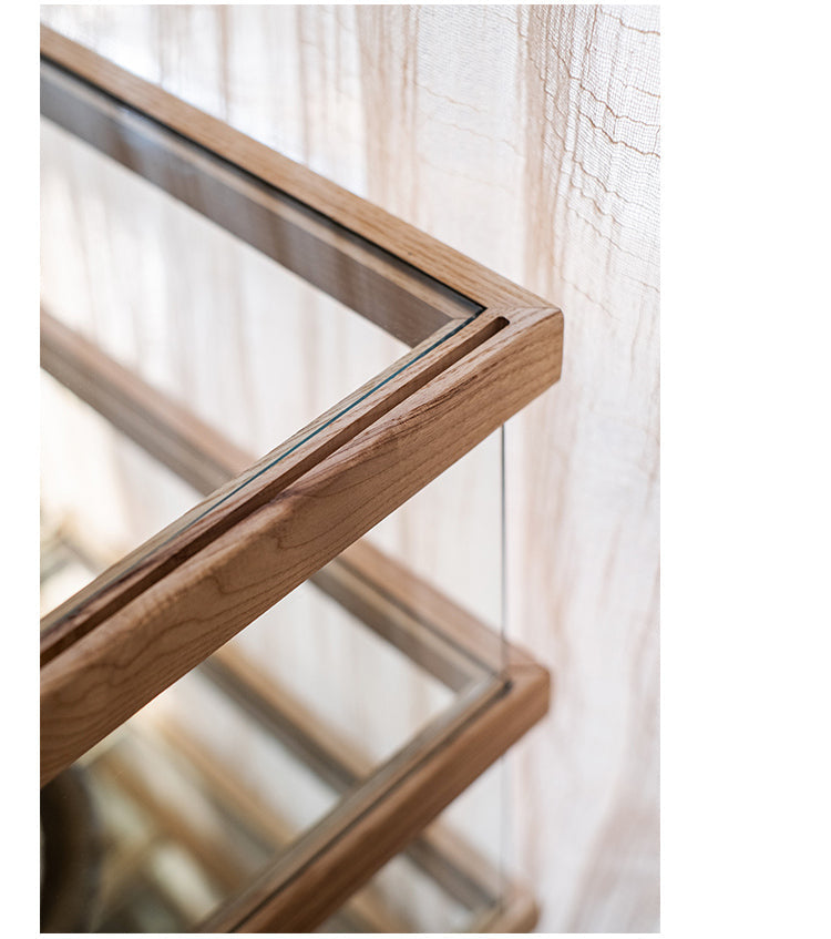 JUHAN Kazuki Elegant Solid Wood Glass Cabinet Display Teaset Shelf from JUHAN