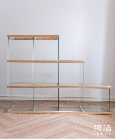 JUHAN Kazuki Elegant Solid Wood Glass Cabinet Display Teaset Shelf from JUHAN
