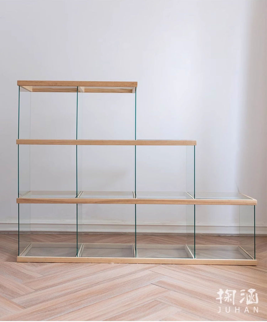 JUHAN Kazuki Elegant Solid Wood Glass Cabinet Display Teaset Shelf from JUHAN