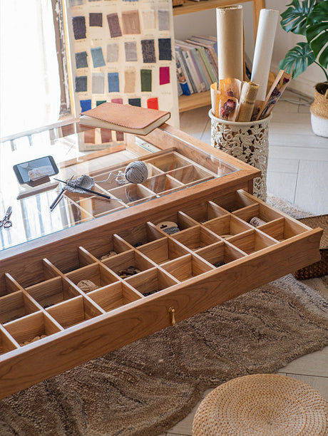 JUHAN Marcellus Vintage Natural Wood Coffee Table with Storage System from JUHAN