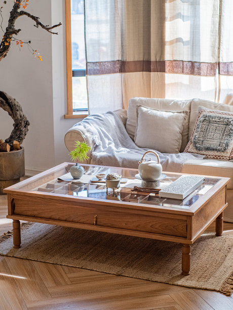 JUHAN Marcellus Vintage Natural Wood Coffee Table with Storage System from JUHAN