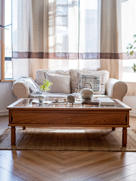 JUHAN Marcellus Vintage Natural Wood Coffee Table with Storage System from JUHAN