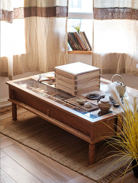JUHAN Marcellus Vintage Natural Wood Coffee Table with Storage System from JUHAN