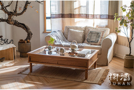 JUHAN Marcellus Vintage Natural Wood Coffee Table with Storage System from JUHAN