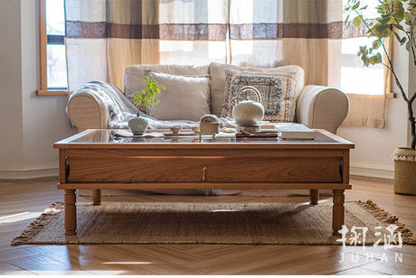 JUHAN Marcellus Vintage Natural Wood Coffee Table with Storage System from JUHAN