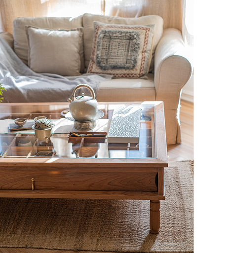 JUHAN Marcellus Vintage Natural Wood Coffee Table with Storage System from JUHAN