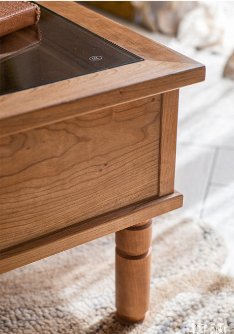 JUHAN Marcellus Vintage Natural Wood Coffee Table with Storage System from JUHAN