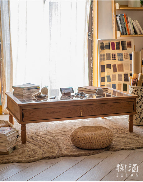 JUHAN Marcellus Vintage Natural Wood Coffee Table with Storage System from JUHAN