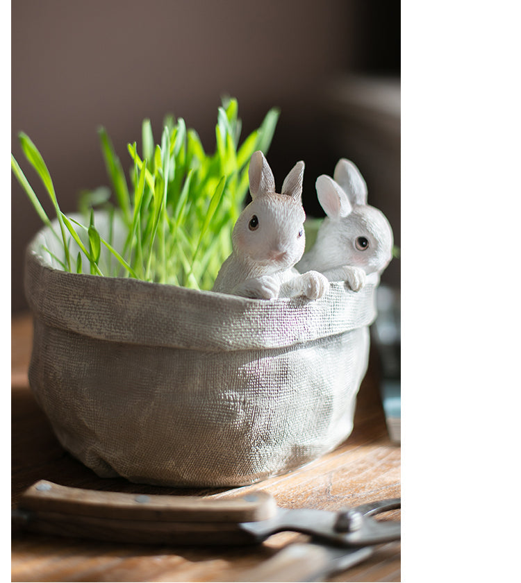 JUHAN Seraphina Charming Rabbit Flower Pot Decorative Table Jewelry from JUHAN