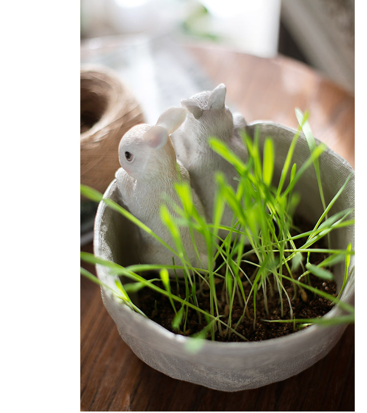 JUHAN Seraphina Charming Rabbit Flower Pot Decorative Table Jewelry from JUHAN