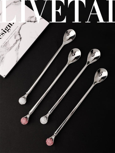 LIVETAI Genevieve Elegant Diamond-Patterned Stainless Steel Coffee Spoon from LIVETAI