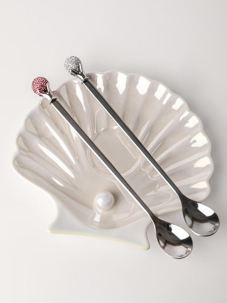 LIVETAI Genevieve Elegant Diamond-Patterned Stainless Steel Coffee Spoon from LIVETAI