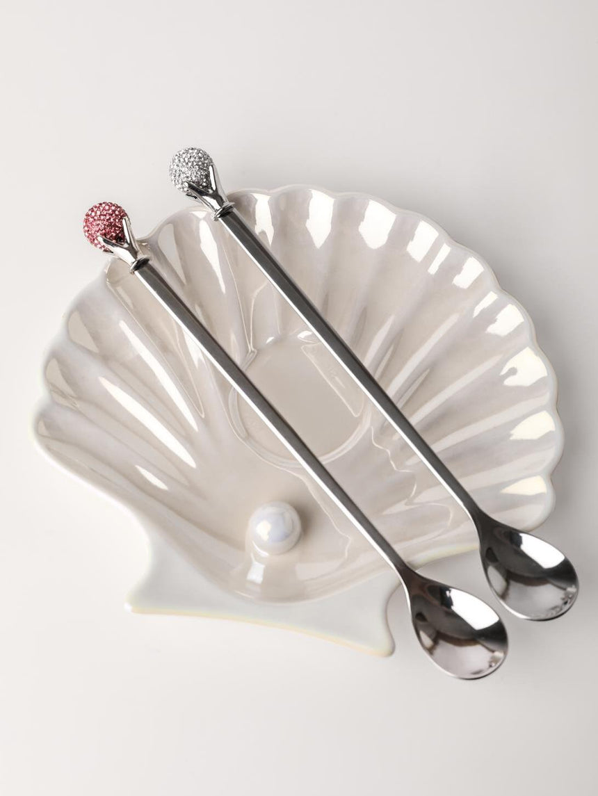 LIVETAI Genevieve Elegant Diamond-Patterned Stainless Steel Coffee Spoon from LIVETAI