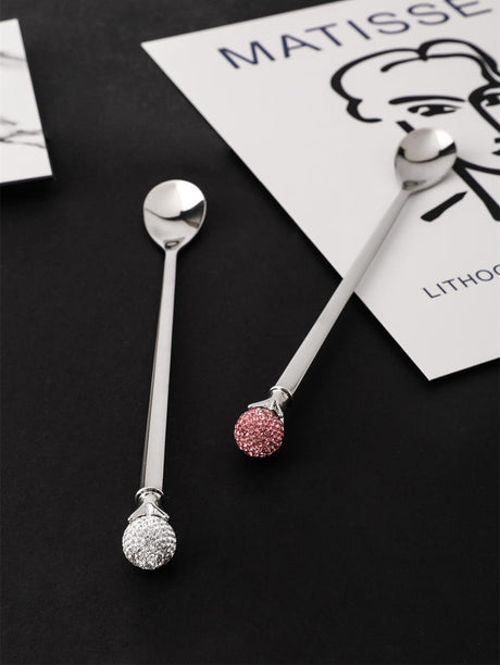 LIVETAI Genevieve Elegant Diamond-Patterned Stainless Steel Coffee Spoon from LIVETAI