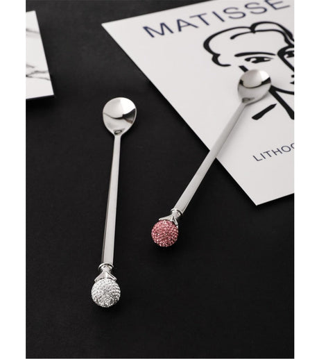 LIVETAI Genevieve Elegant Diamond-Patterned Stainless Steel Coffee Spoon from LIVETAI