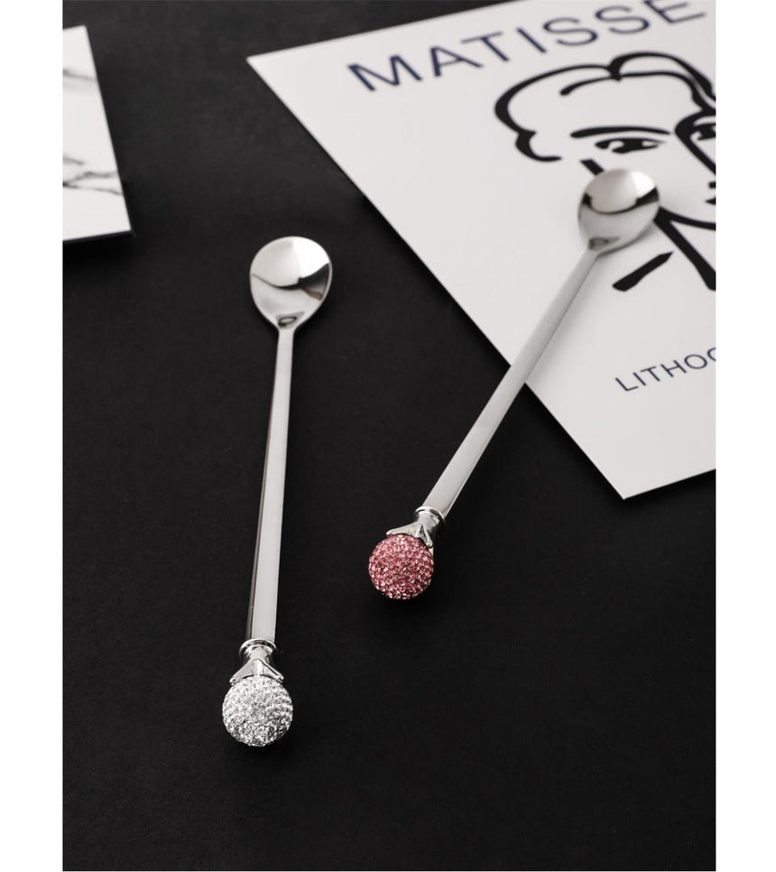 LIVETAI Genevieve Elegant Diamond-Patterned Stainless Steel Coffee Spoon from LIVETAI