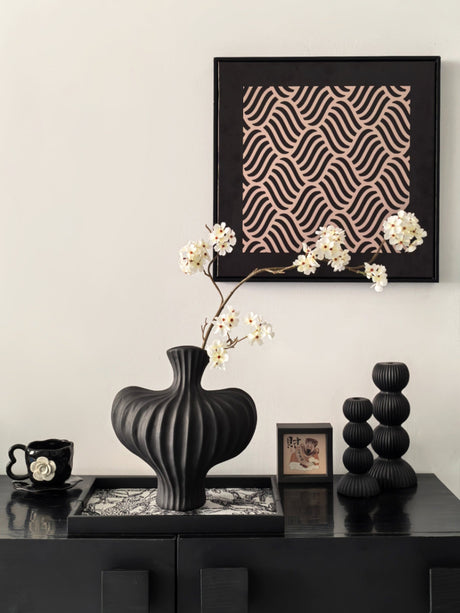 LIVETAI Isadora Elegant Black Ceramic Vase Decor from LIVETAI
