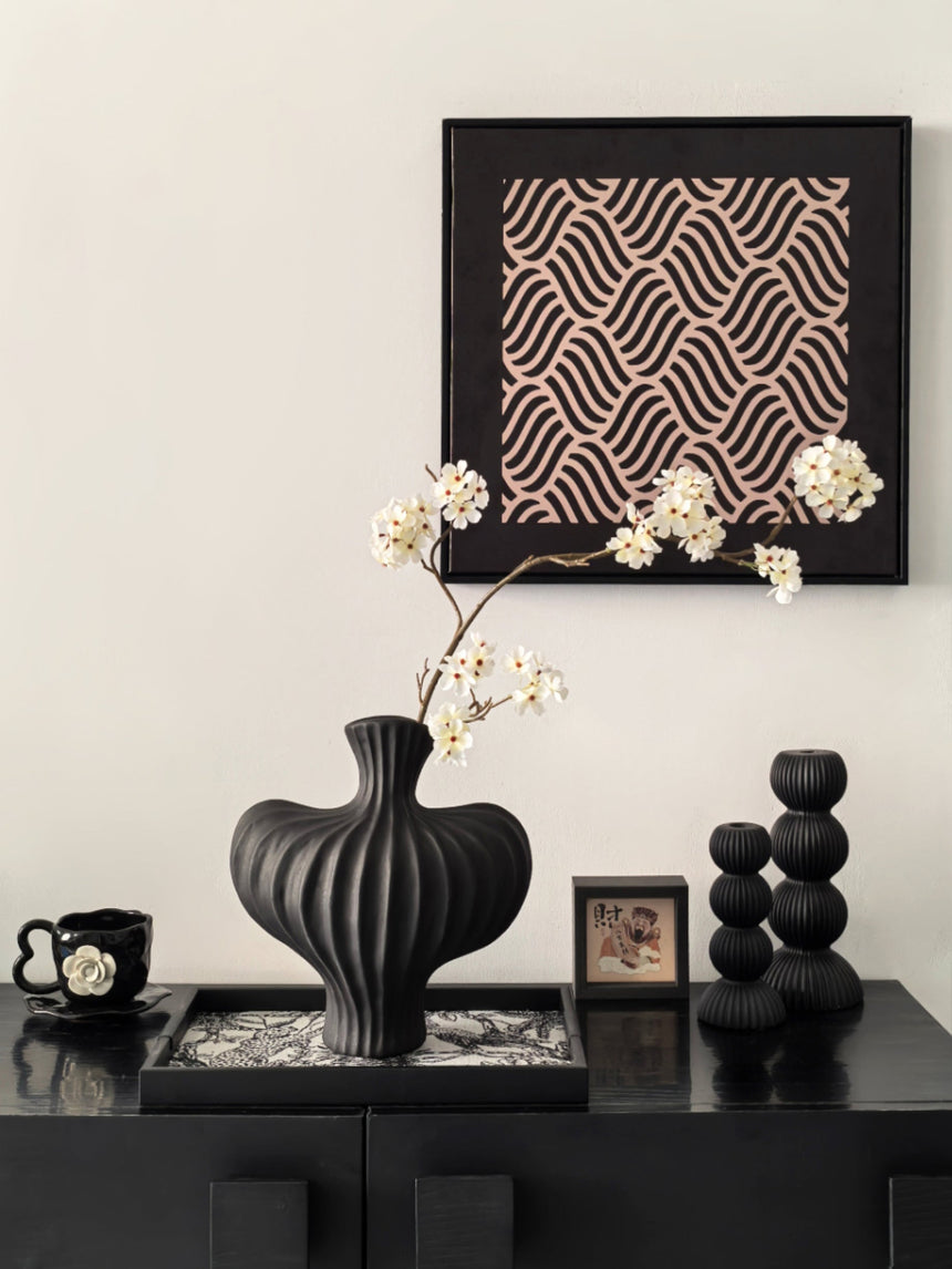 LIVETAI Isadora Elegant Black Ceramic Vase Decor from LIVETAI