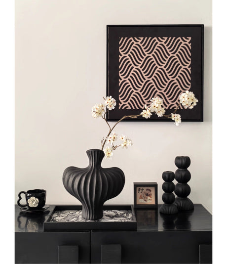 LIVETAI Isadora Elegant Black Ceramic Vase Decor from LIVETAI