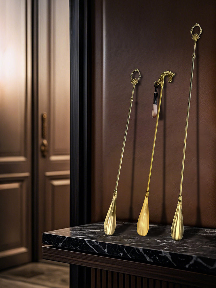 LIVETAI Isadora Elegant Brass Long Handle Shoe Horn from LIVETAI