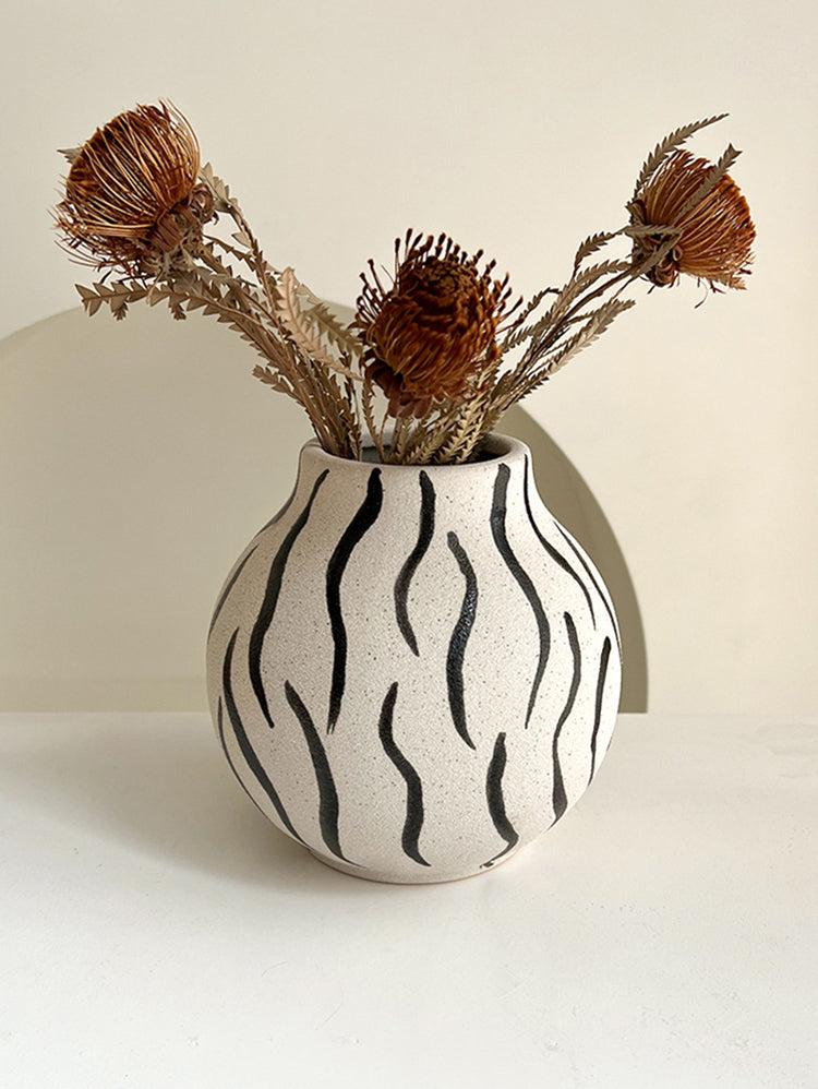 LIVETAI Marquess Hand-Painted Zebra Pattern Vase Decor from LIVETAI