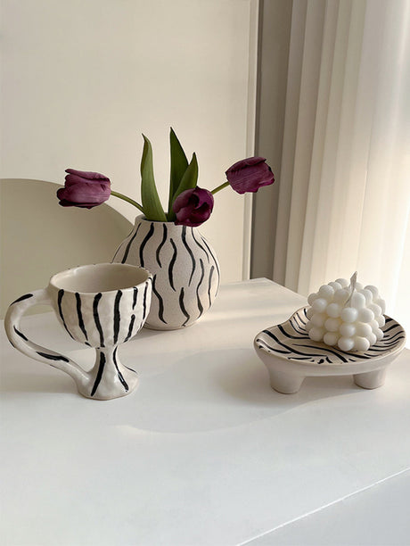 LIVETAI Marquess Hand-Painted Zebra Pattern Vase Decor from LIVETAI