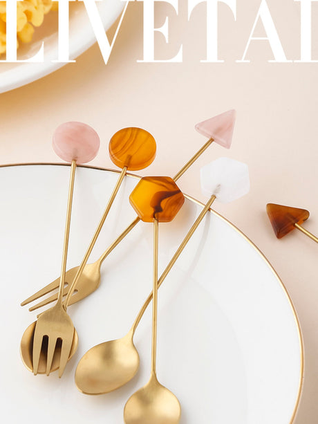 LIVETAI Sapphira Elegant Stainless Steel Cake Forks from LIVETAI