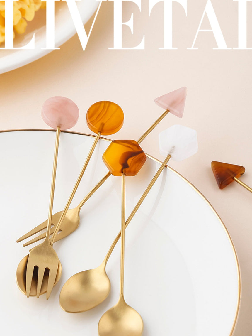 LIVETAI Sapphira Elegant Stainless Steel Cake Forks from LIVETAI