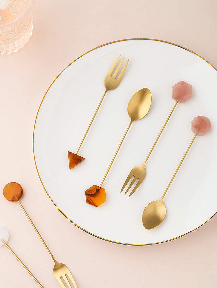 LIVETAI Sapphira Elegant Stainless Steel Cake Forks from LIVETAI