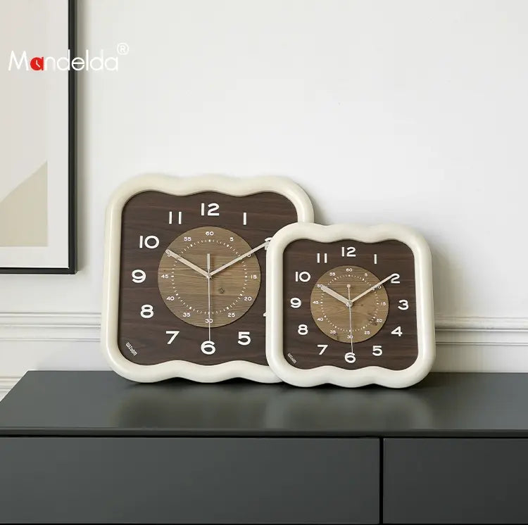 MANDELA Elowen Modern Cream Retro Wall Clock from MANDELA