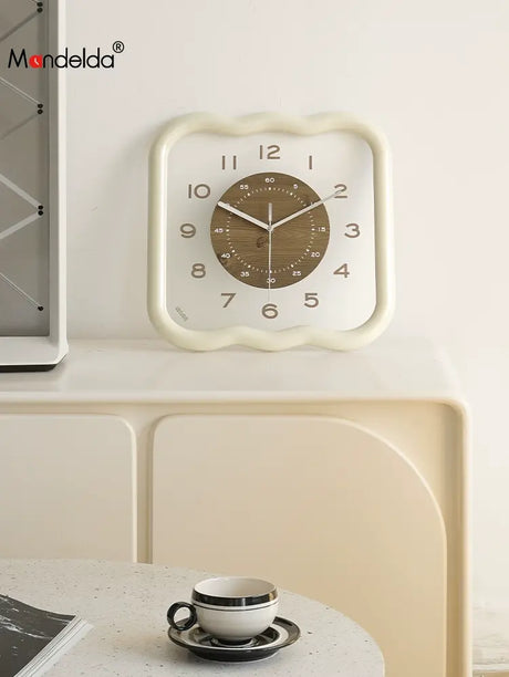 MANDELA Elowen Modern Cream Retro Wall Clock from MANDELA