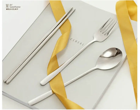 MH Aisling Premium Stainless Steel Chopstick & Fork Set for Home Use from MH