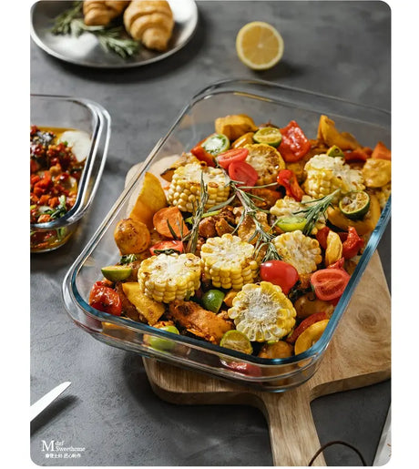 MH Anastasia Elegant Glass Baking Plate - Microwave Safe Seafood Tray from MH