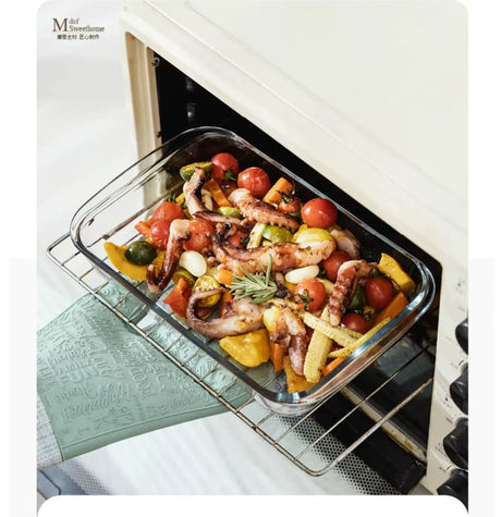 MH Anastasia Elegant Glass Baking Plate - Microwave Safe Seafood Tray from MH