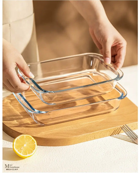 MH Anastasia Elegant Glass Baking Plate - Microwave Safe Seafood Tray from MH