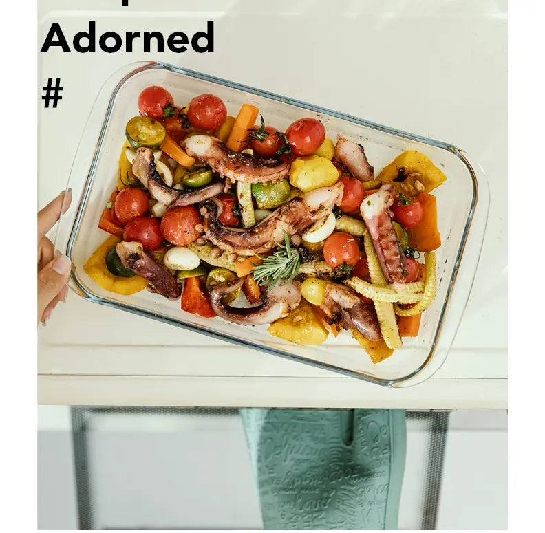 MH Anastasia Elegant Glass Baking Plate - Microwave Safe Seafood Tray from MH