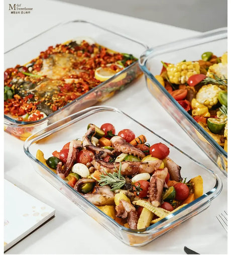 MH Anastasia Elegant Glass Baking Plate - Microwave Safe Seafood Tray from MH