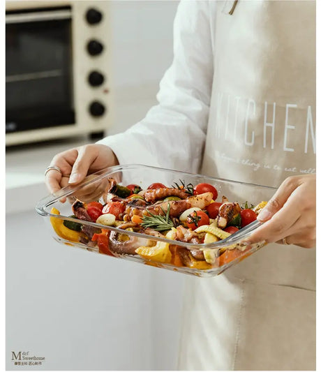 MH Anastasia Elegant Glass Baking Plate - Microwave Safe Seafood Tray from MH