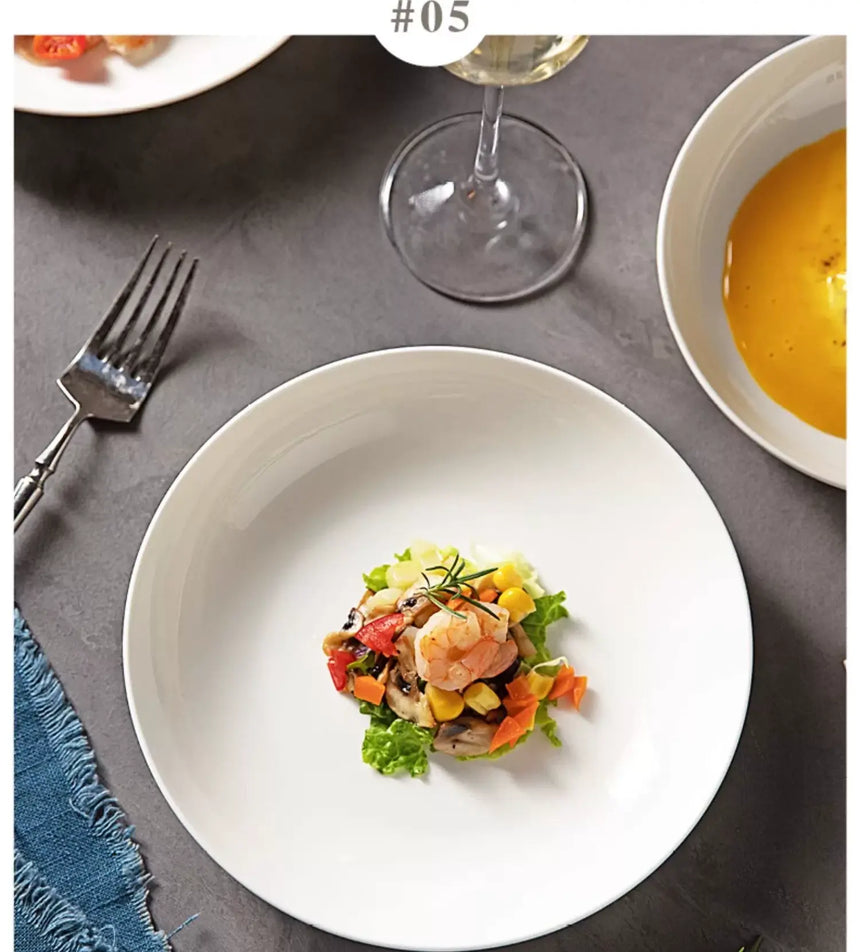 MH Isabela Elegant Pure White Ceramic Dish Set from MH